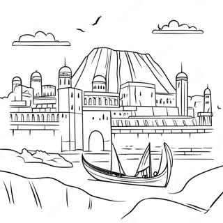 Ancient Mesopotamia Cityscape Coloring Page 39288-32623