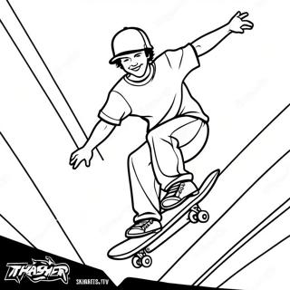 Thrasher Skateboarder Performing Tricks Coloring Page 39298-32628