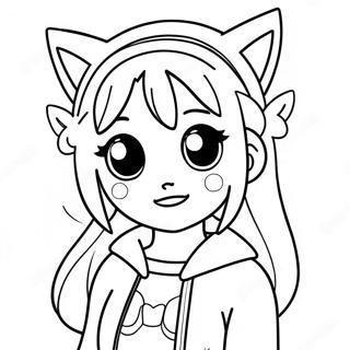 Cute Anime Girl With Cat Ears Coloring Page 392-314