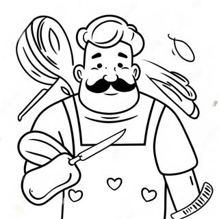 Funny Bread Barber With Scissors Coloring Page 39358-32685