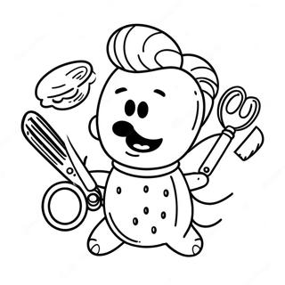 Funny Bread Barber With Scissors Coloring Page 39358-32686