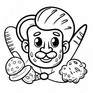 Funny Bread Barber With Scissors Coloring Page 39358-32687