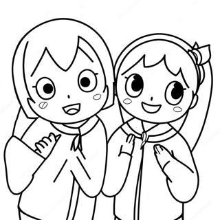 Anime Best Friends Having Fun Coloring Page 39368-32682