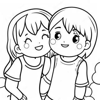 Anime Best Friends Having Fun Coloring Page 39368-32683