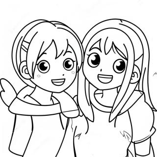 Anime Best Friends Having Fun Coloring Page 39368-32684