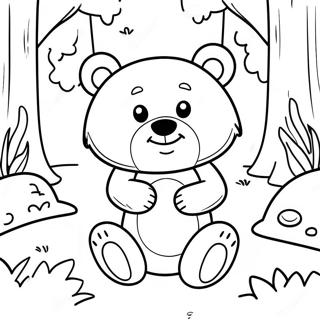 Cute Little Bear In A Forest Coloring Page 39408-32713