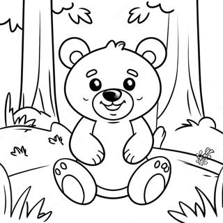 Cute Little Bear In A Forest Coloring Page 39408-32714