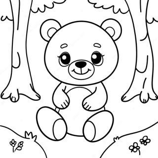 Cute Little Bear In A Forest Coloring Page 39408-32715