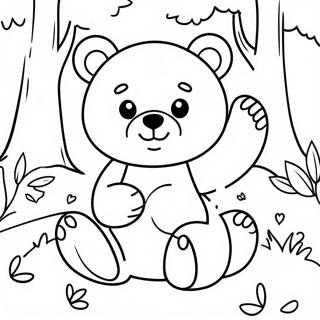 Cute Little Bear In A Forest Coloring Page 39408-32716