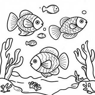 Realistic Fish Swimming In Coral Reef Coloring Page 39417-32718