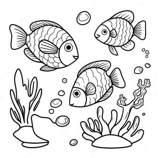 Realistic Fish Swimming In Coral Reef Coloring Page 39417-32720