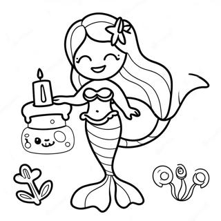 Happy Birthday Mermaid Coloring Page 39437-32731