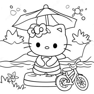 Hello Kitty Summer Fun Coloring Page 39447-32740