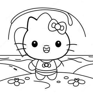 Cute Hello Kitty Beach Day Coloring Page 39448-32742