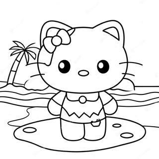 Cute Hello Kitty Beach Day Coloring Page 39448-32743