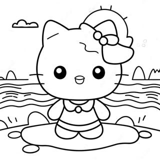 Cute Hello Kitty Beach Day Coloring Page 39448-32744