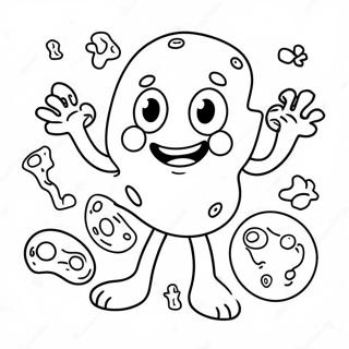 Friendly Cartoon Bacteria Coloring Page 39458-32768