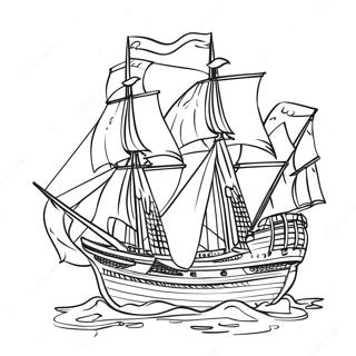 Mayflower With Sails Coloring Page 39498-32788