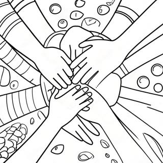 Diverse Friends Holding Hands Unity Coloring Page 39548-32828