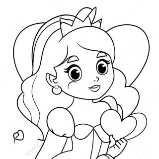 Princess Peach With Hearts Coloring Page 39618-32882