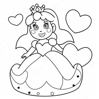 Princess Peach With Hearts Coloring Page 39618-32883