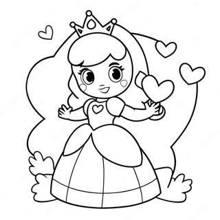 Princess Peach With Hearts Coloring Page 39618-32884