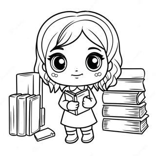 Chibi Hermione Granger With Books Coloring Page 39638-32897