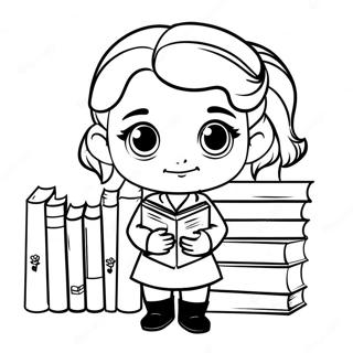 Chibi Hermione Granger With Books Coloring Page 39638-32898