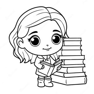 Chibi Hermione Granger With Books Coloring Page 39638-32899