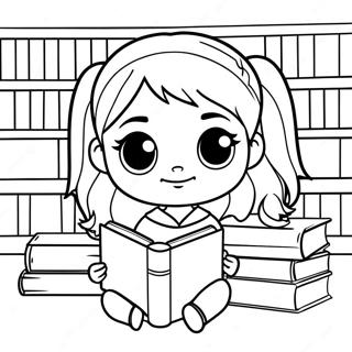 Chibi Hermione Granger With Books Coloring Page 39638-32900