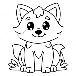 Kawaii Cute Wolf Coloring Page 39647-32906