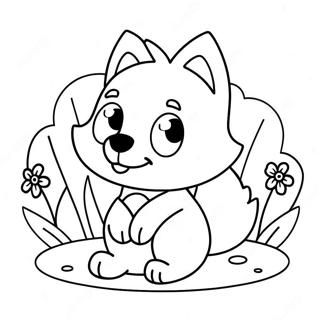 Kawaii Cute Wolf Coloring Pages