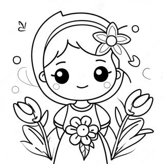 Cute Beautiful Girl With Flowers Coloring Page 39698-32942