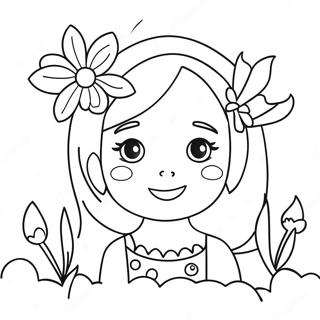 Cute Beautiful Girl With Flowers Coloring Page 39698-32944