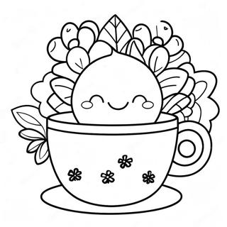 Cute Floral Teacup Coloring Page 39728-32961