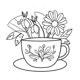 Cute Floral Teacup Coloring Page 39728-32962