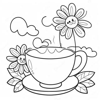 Cute Floral Teacup Coloring Page 39728-32963