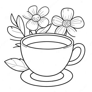 Cute Floral Teacup Coloring Page 39728-32964