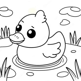 Cute Rubber Duck Swimming In Pond Coloring Page 39738-32969