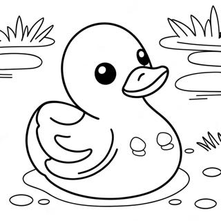 Cute Rubber Duck Swimming In Pond Coloring Page 39738-32971