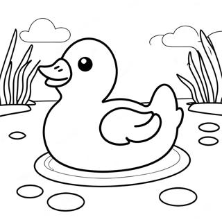 Cute Rubber Duck Swimming In Pond Coloring Page 39738-32972