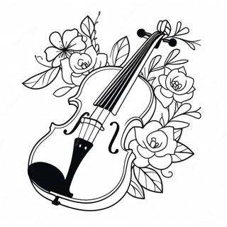 Elegant Violin With Flowers Coloring Page 39758-32982