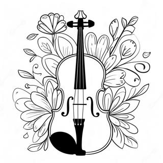 Elegant Violin With Flowers Coloring Page 39758-32983