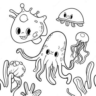 Spongebob And Jellyfish Friends Coloring Page 39798-33017