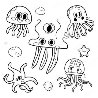 Spongebob And Jellyfish Friends Coloring Page 39798-33018