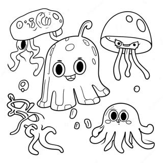 Spongebob And Jellyfish Friends Coloring Page 39798-33019