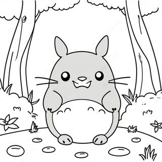 Cute Totoro In The Forest Coloring Page 3981-3222