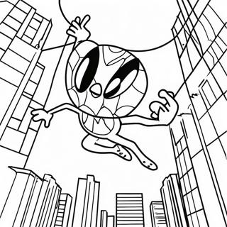 Spider Sonic Swinging Through The City Coloring Page 39858-33066