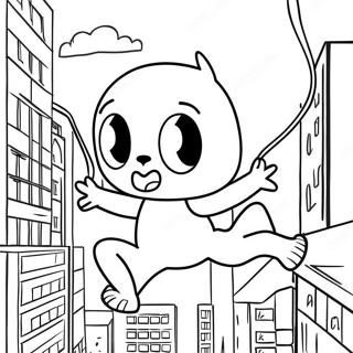 Spider Sonic Swinging Through The City Coloring Page 39858-33067