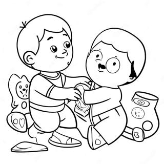 Funny Big Brother Playing With Toys Coloring Page 39868-33071